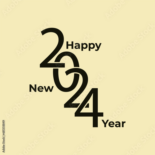 Figure 2024 and text HAPPY NEW YEAR on yellow background