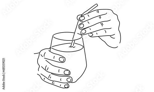 line art of hand holding martini glass © barnawi
