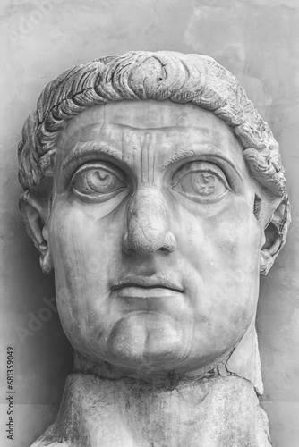 Head of colossal statue of Constantine the Great in Rome, Italy photo