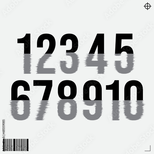 set of number water reflection effects, vector illustration.
