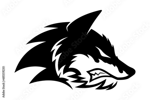 Angry wolf icon isolated on white background.