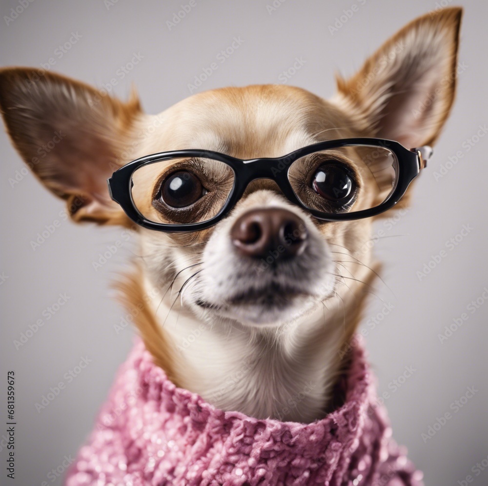 Chihuahua wearing glasses