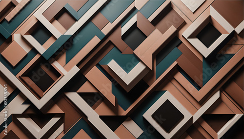 abstract geometric background, abstract simetris paneling pattern 3D paneling decorative ilustration, wood motive, panel wood, wooden, wood panel photo