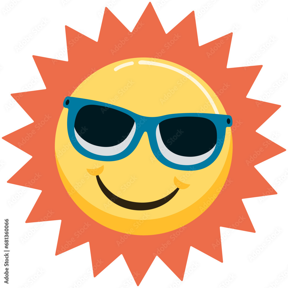 Sun cartoon sunglasses happy face isolated on white background. Sun cartoon sunglasses happy face isolated on white background.