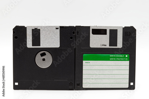 Floppy disk of 1.4 megabytes isolated on white background. Studio shot