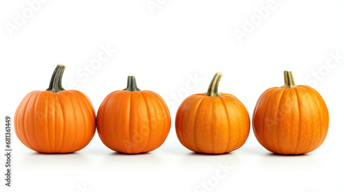 Many Halloween Pumpkins in white background. Many Halloween Pumpkins in a row isolated on white background 