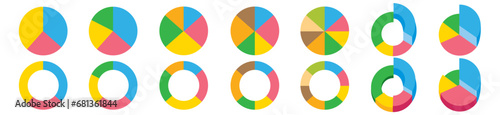 Pie charts, Diagrams, Circles Infographic, set collection vector illustration
