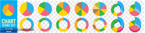 Pie charts, Diagrams, Circles Infographic, set collection vector illustration