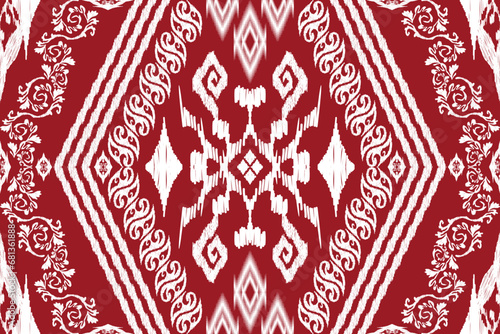Ikat ethnic aztec embroidery style.Figure Geometric oriental traditional art pattern.Design for ikat background,wallpaper,fashion,clothing,wrapping,fabric,element,sarong,graphic,vector illustration.