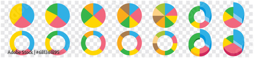 Pie charts, Diagrams, Circles Infographic, set collection vector illustration