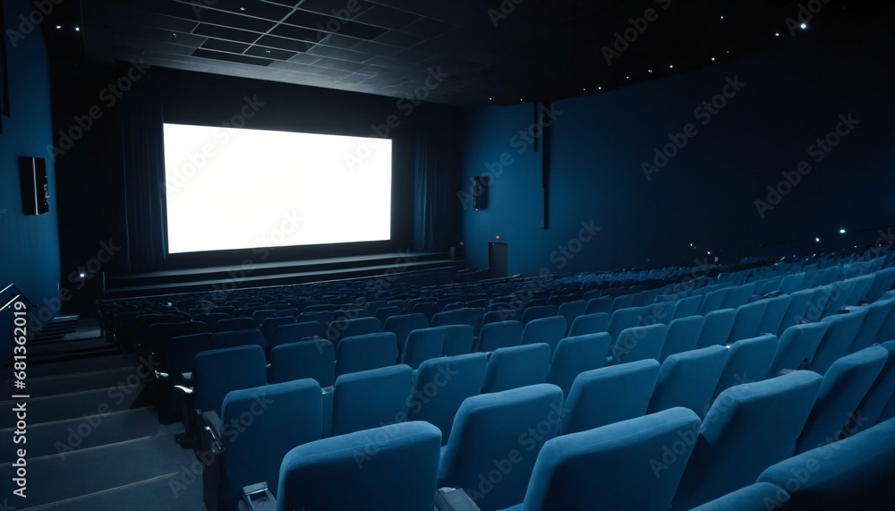 Empty cinema theater with blue seats Empty cinema theater with blue seats