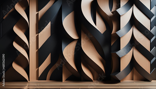Wallpaper Mural abstract geometric background, abstract simetris paneling pattern 3D paneling decorative ilustration, wood motive, panel wood, wooden, wood panel Torontodigital.ca