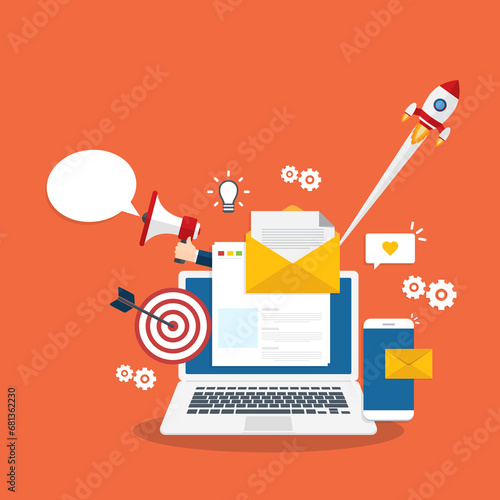 Digital marketing. Marketing campaign, newsletter marketing, online marketing