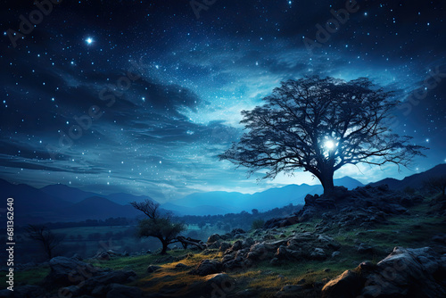 Starry Night Sky with Milky Way View - Generative Ai