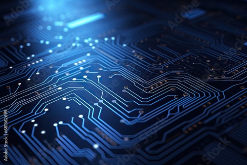 Computer technology image with circuit board background, ideal for various topics related to computers and AI by generated AI photo