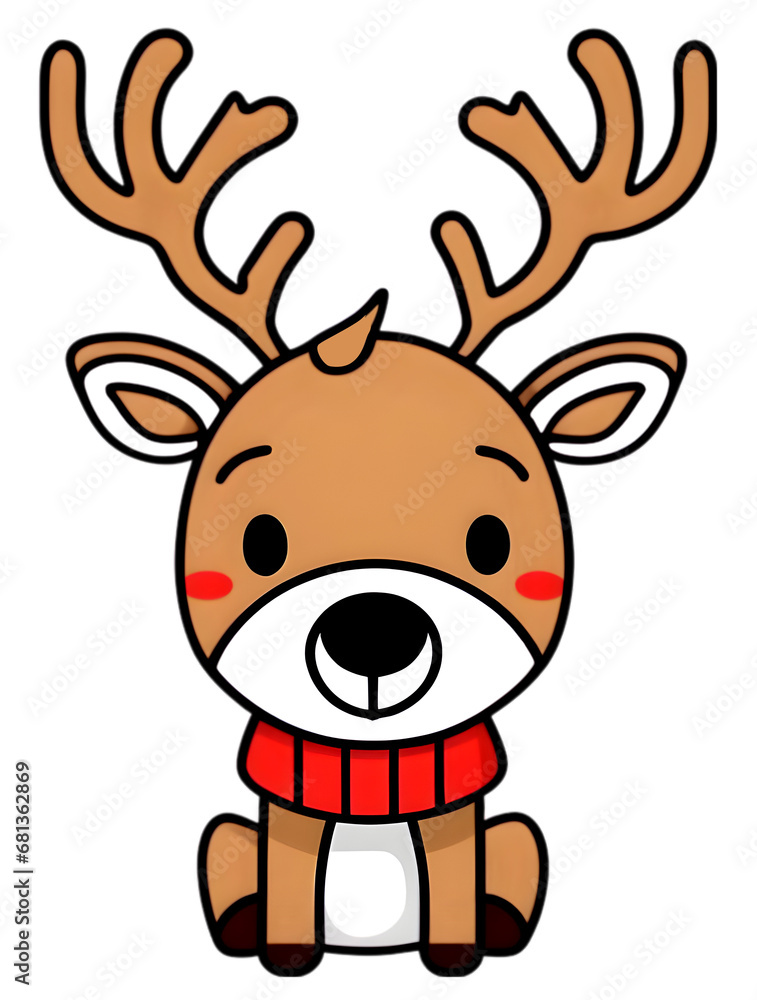 a Cute christmas reindeer, simple line art with color, on white background, watercolor a Cute christmas reindeer, simple line art with color, on white background, watercolor