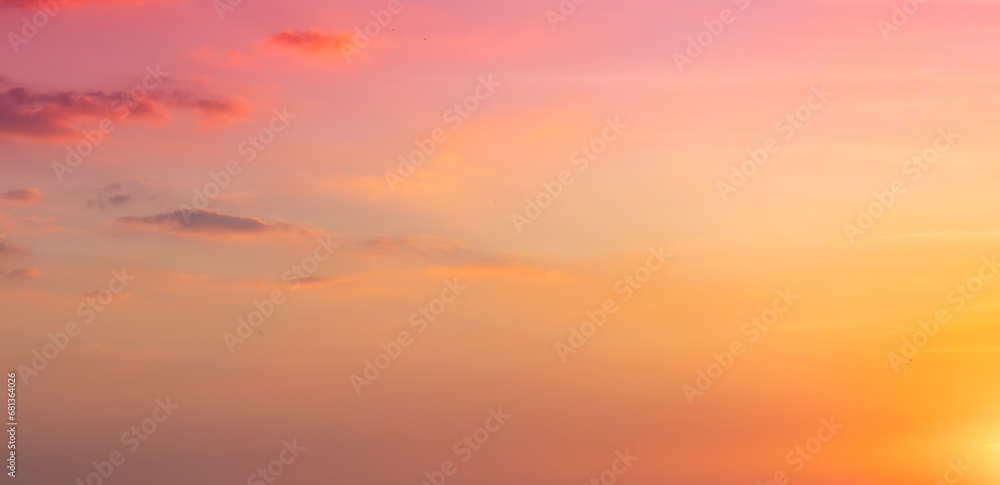 	
Enjoy a panoramic view of the skyline. The sun rises in the morning sky with colorful clouds. and beautiful cloud patterns In the soft light of the morning	
