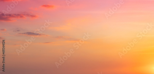  Enjoy a panoramic view of the skyline. The sun rises in the morning sky with colorful clouds. and beautiful cloud patterns In the soft light of the morning 