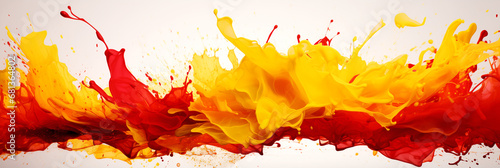 RED AND YELLOW PAINT SPLASHES. legal AI photo