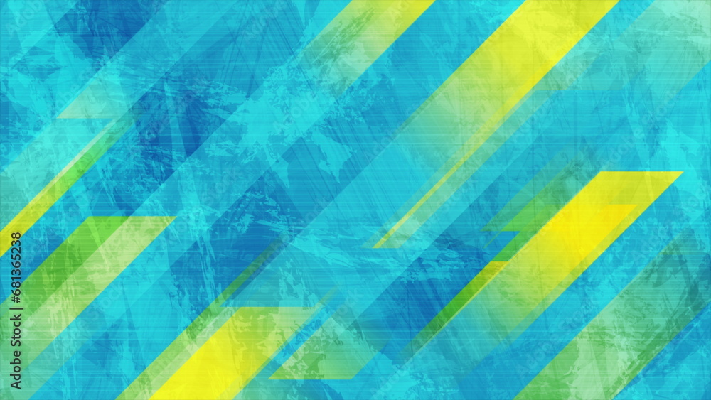 Blue and yellow grunge tech geometric abstract background
