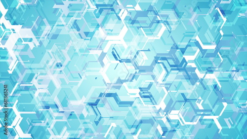 Bright blue white abstract tech hexagonal background