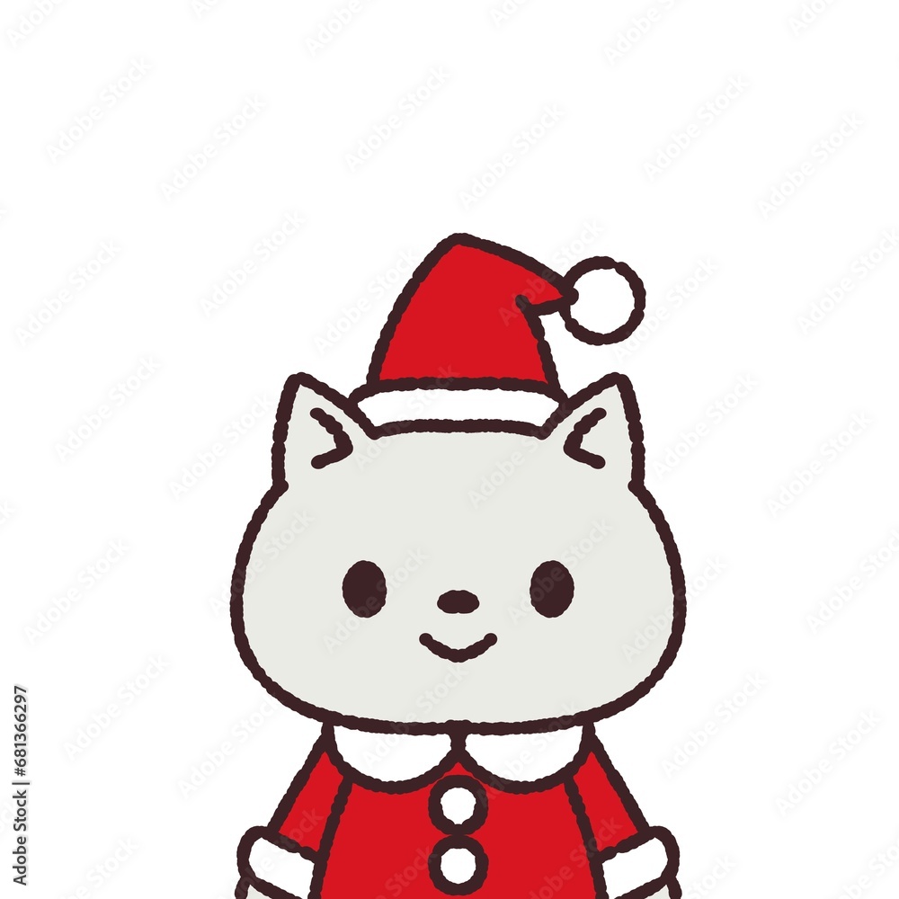 サンタクロースの猫/猫/ネコ/ねこ/サンタ/イラスト素材 サンタクロースの猫/猫/ネコ/ねこ/サンタ/イラスト素材