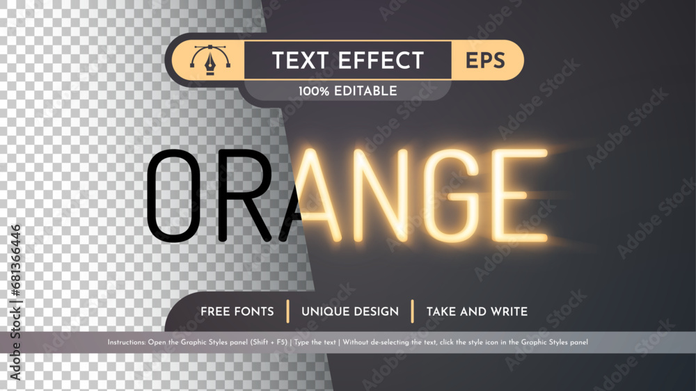 Orange - Editable Text Effect, Font Style Orange - Editable Text Effect, Font Style