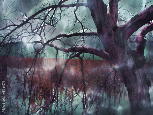 The ghost lake. Digital illustration art (No AI).