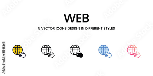 Web Icon Design in Five style with Editable Stroke. Line, Solid, Flat Line, Duo Tone Color, and Color Gradient Line. Suitable for Web Page, Mobile App, UI, UX and GUI design.