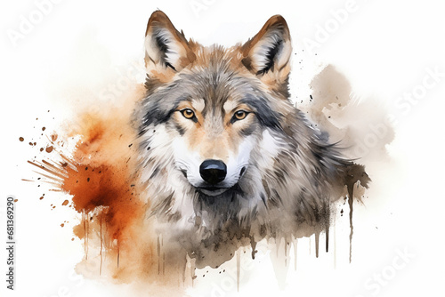 Fototapeta a wolf in nature in watercolor art style