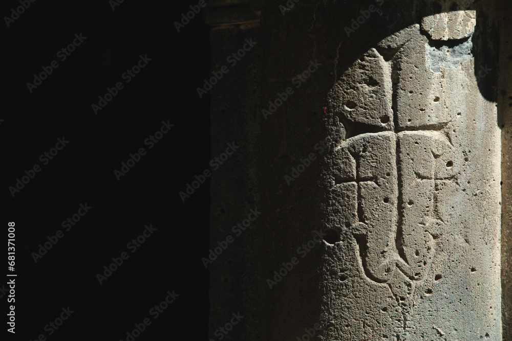 Obraz premium Cross on the wall of church.