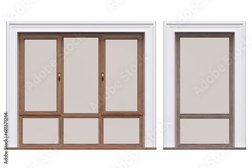 windows in the interior isolated on white background  3D illustration  cg render
