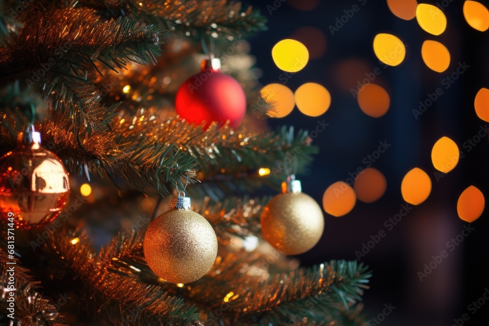 festive christmas tree - closeup