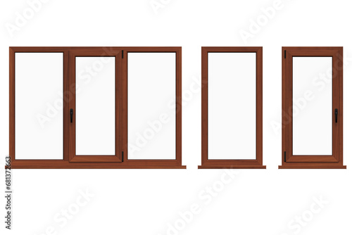 windows in the interior isolated on transparent background, 3D illustration, cg render