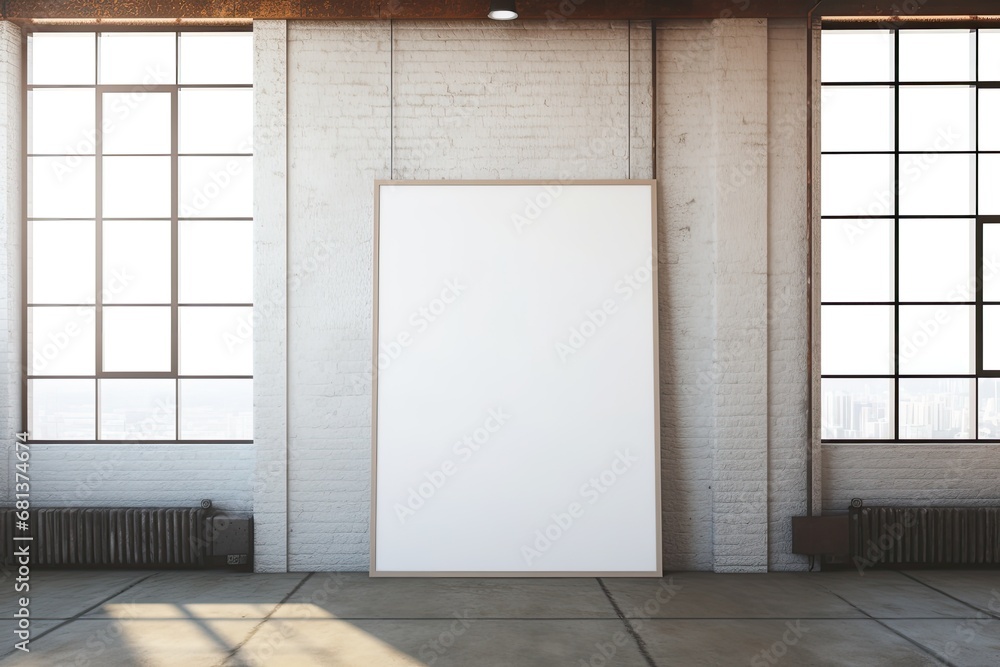 empty blank picture frame in a modern loft - poster mockup empty blank picture frame in a modern loft - poster mockup