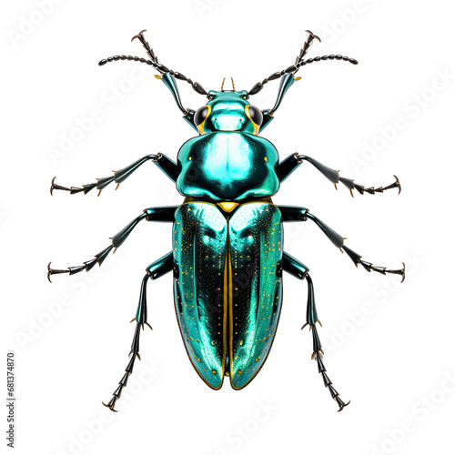 Tiger Beetle Stylized Isolated on Transparent or White Background, PNG © Custom Media