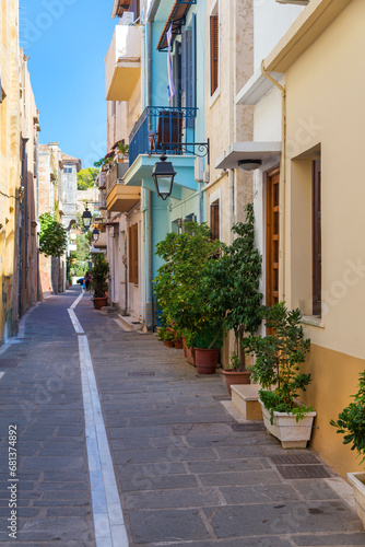 street in the old town of Rethymno  Crete  Greece