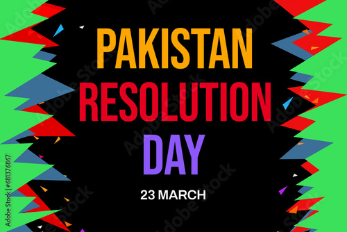 Happy Pakistan Day Graphical Background with white background and Typography. Resolution Day of Pakistan, National Holiday backdrop