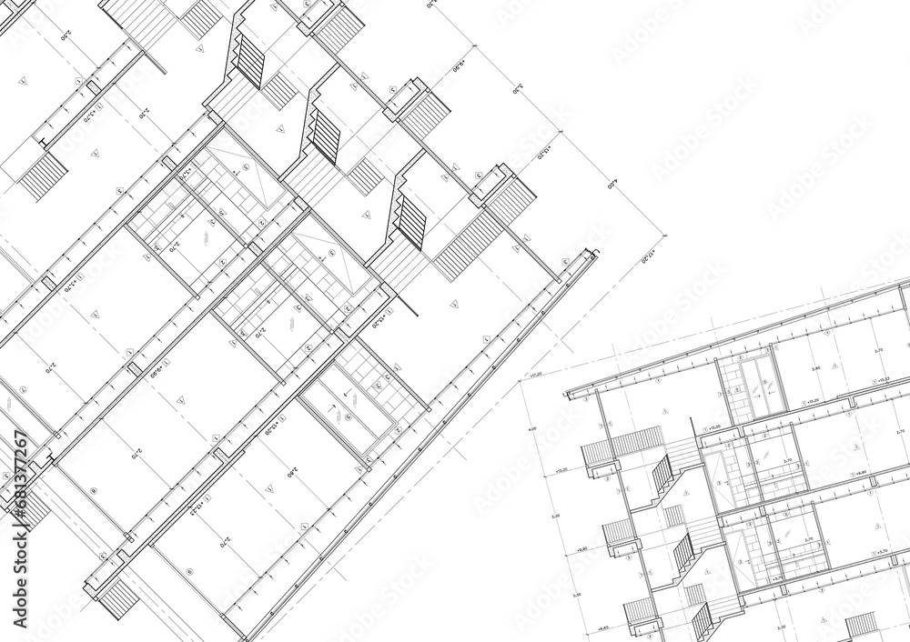 Fototapeta premium Write a blueprint architecture for building.
