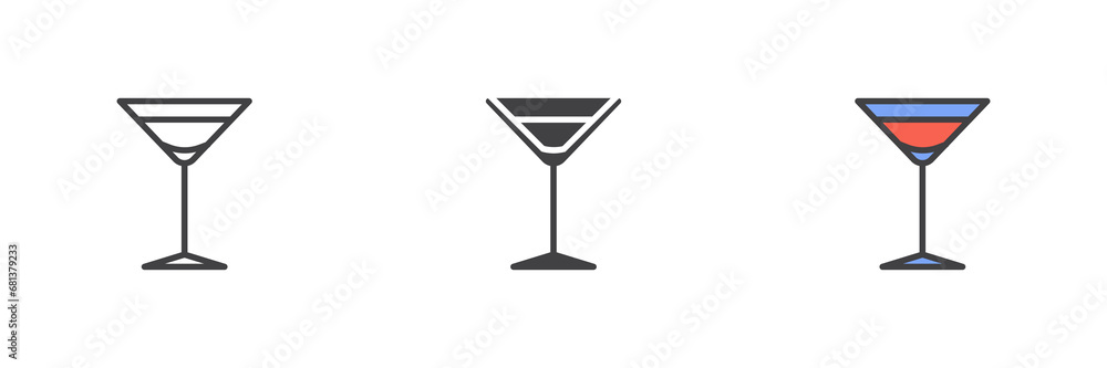 Martini glass different style icon Martini glass different style icon