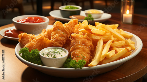 shrimp and chips HD 8K wallpaper Stock Photographic Image 