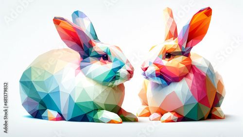 Colorful Polygonal Rabbit. Type E - Generated by AI