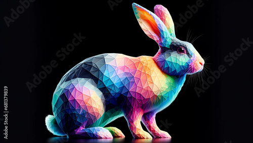 Colorful Polygonal Rabbit. Type J - Generated by AI