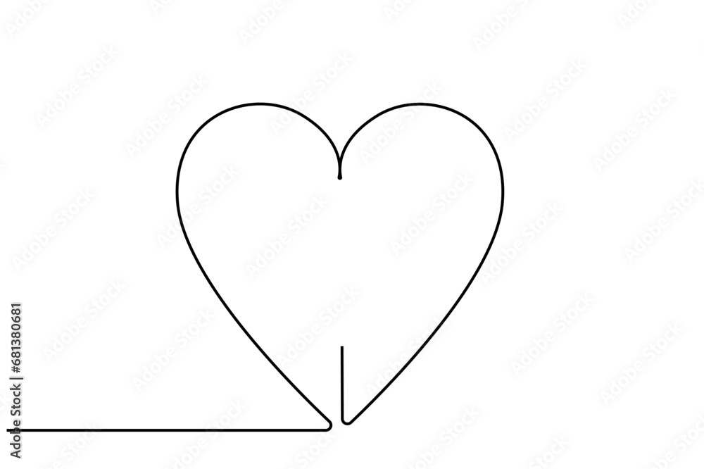 heart love health icon one single line art design