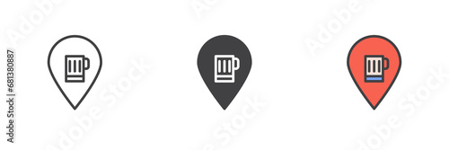 Pub location different style icon set
