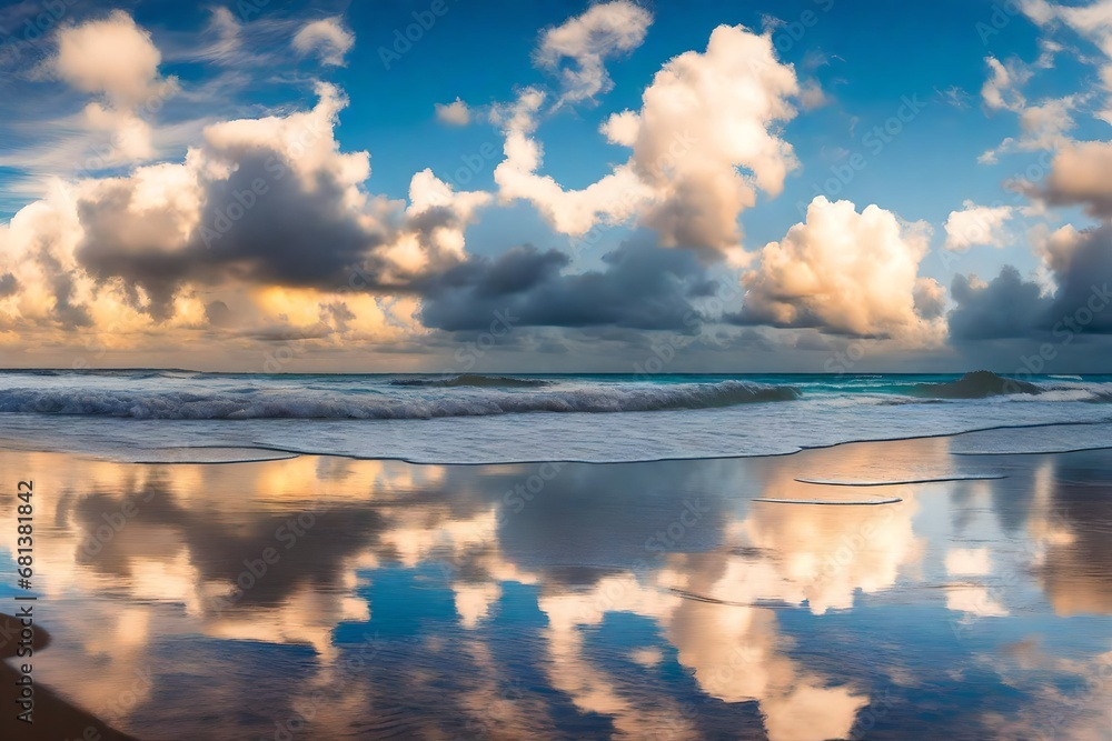 Cloudy sky in a beatch Hawaiian beach, US 