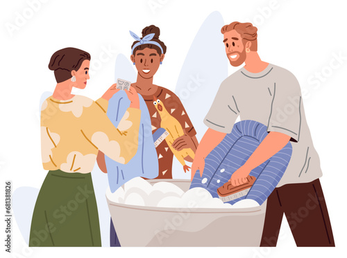 Laundry. Vector illustration. Piles laundry accumulate quickly Apparel care is important aspect laundry Textile maintenance contributes to clothing longevity Good hygiene starts with reclothes