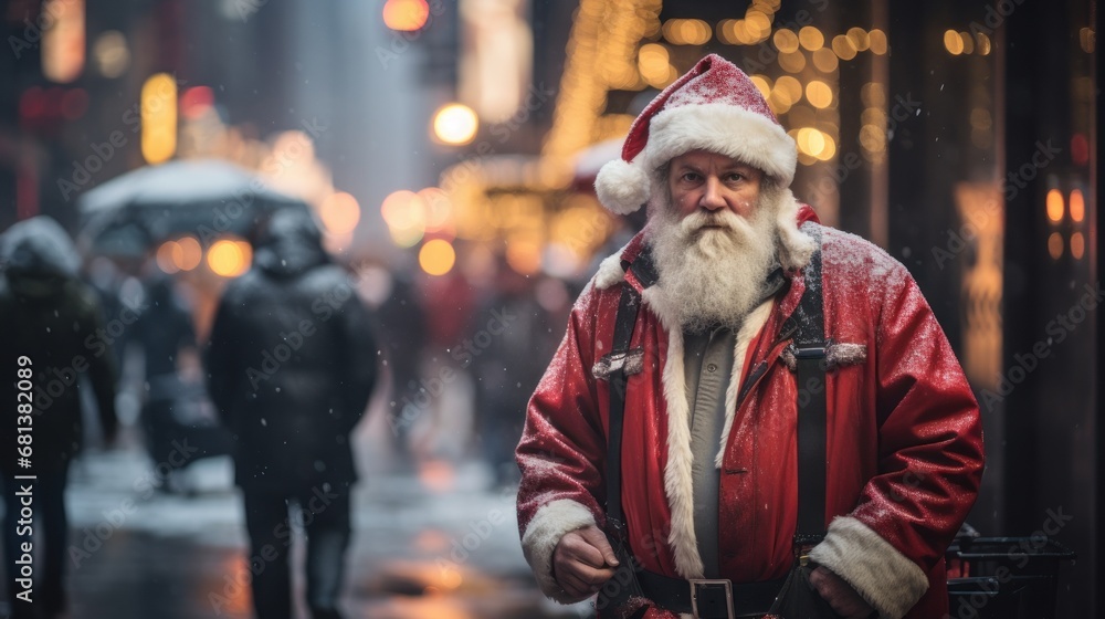 man santa claus on the street