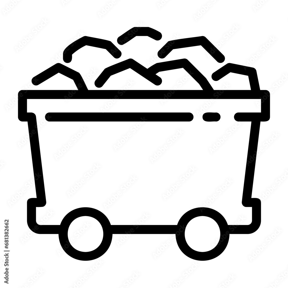 Mine trolley outline icon. Mining activity Mine trolley outline icon. Mining activity