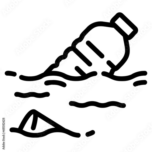 Water pollution outline icon. Vector Illustration